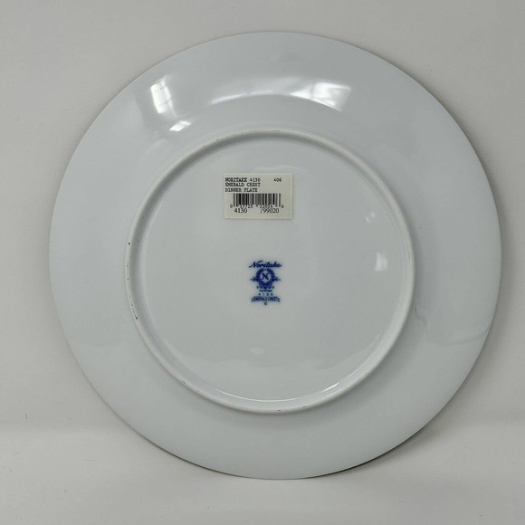 Noritake Emerald Crest 4130 Dinner Plate 10.5” Green Gold White NWT - Picture 6 of 16
